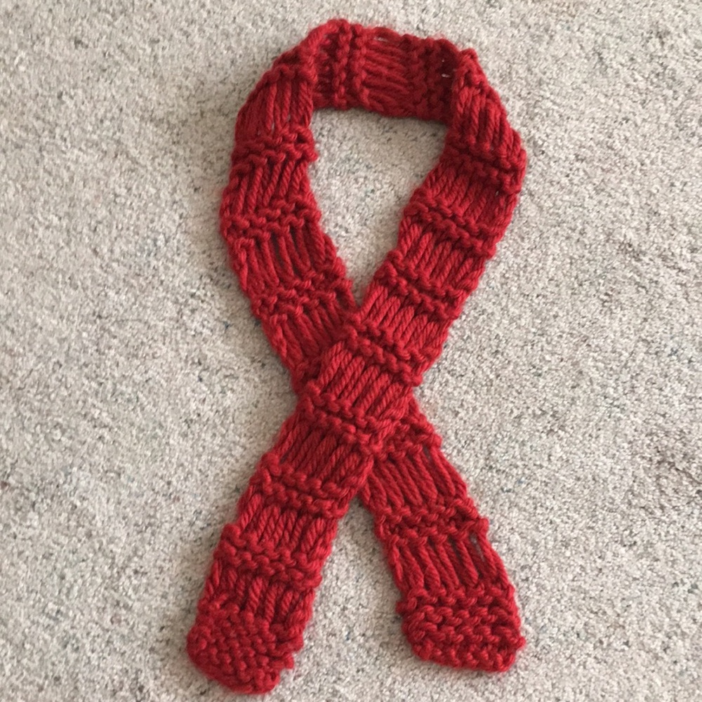 VINTAGE Red Knit Scarf